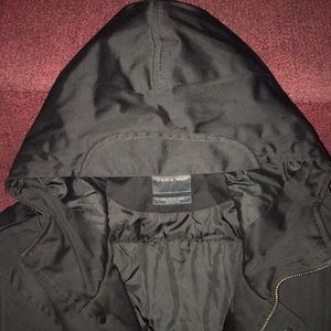 Zara - Man Black Parka w/ attached hood 4 pockets